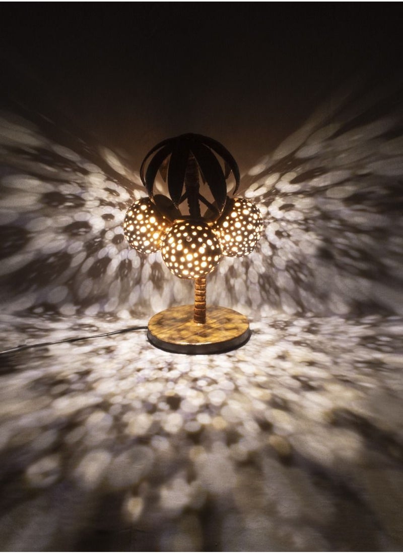 N & H 3 Balls Tree Design Coconut Shell Table Lamp  - Image 1
