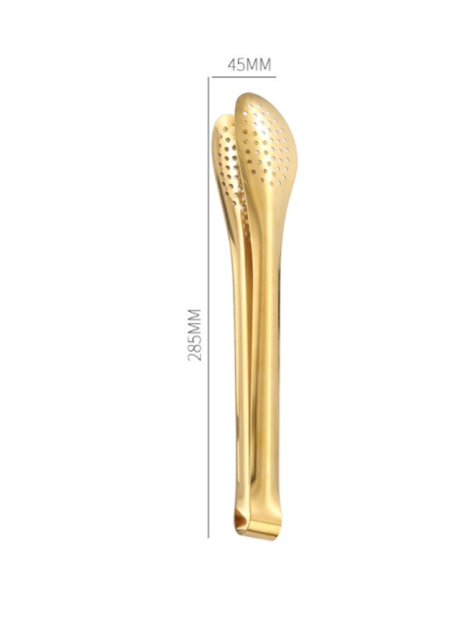 Stainless Steel Food Clips, Buffet Clips, Braised Vegetable Clips, Commercial Thickeneded Vegetable-sharing Special Public Clips, Food Clips-Color:12inch Food Clip (gold) (201)  - Image 1