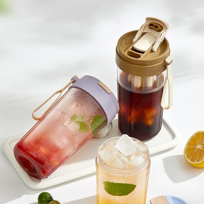 Tazweeq 2 Pcs Portable Cold Brew Coffee Tumbler Colds Brews Cup With Lid And Straw Portable Cold Brew Cup With Fine Mesh Filter For Car Travel School Office Gift - Image 2