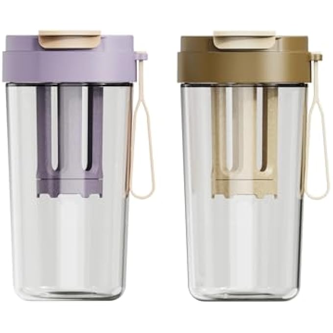 Tazweeq 2 Pcs Portable Cold Brew Coffee Tumbler Colds Brews Cup With Lid And Straw Portable Cold Brew Cup With Fine Mesh Filter For Car Travel School Office Gift - Image 1