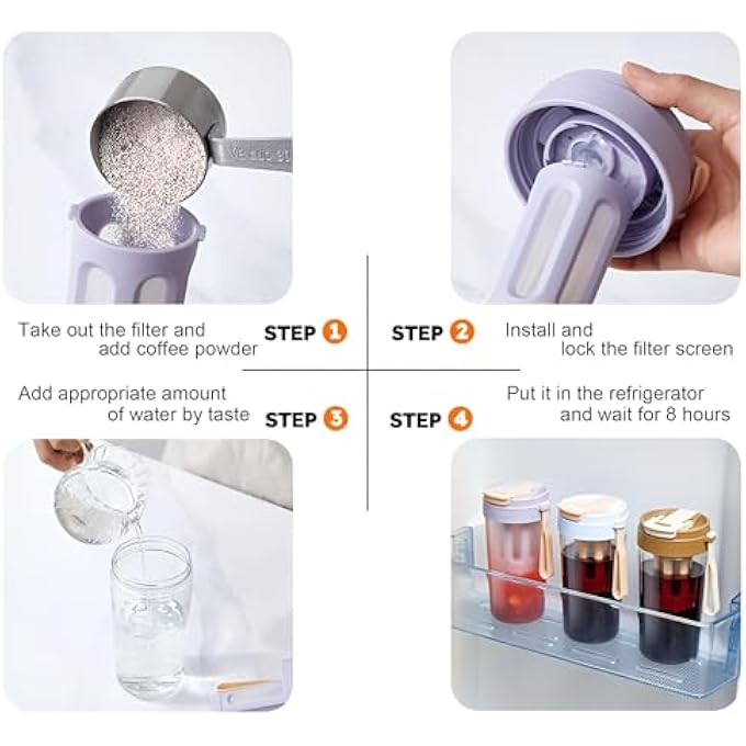 Tazweeq 2 Pcs Portable Cold Brew Coffee Tumbler Colds Brews Cup With Lid And Straw Portable Cold Brew Cup With Fine Mesh Filter For Car Travel School Office Gift - Image 5