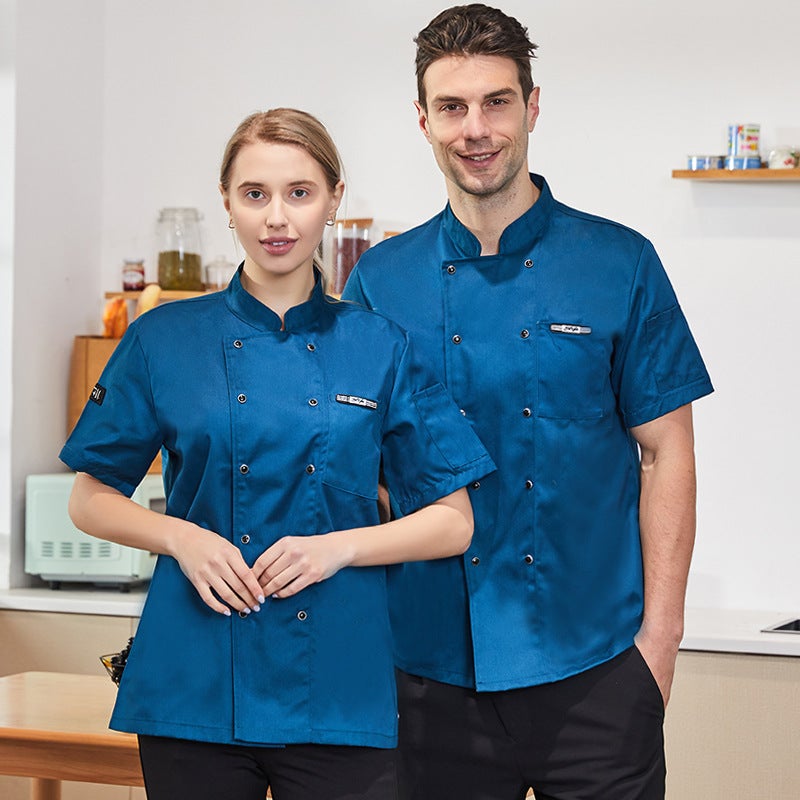 Chef Work Clothes Men'S Long-Sleeved Restaurant High-End El Workwear Chef Clothes Restaurant Restaurant Chef Clothes Short-Sleeved Women - Image 1