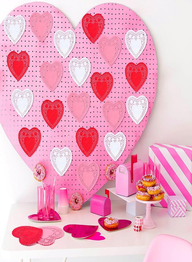 Moon Boat 600PCS Paper Heart Doilies for Crafts - Valentines Day Decorations Red/Pink/White/Mint Blue Lace Cutouts, Wedding Valentine's Party Decor Ornaments, 4" - Image 2