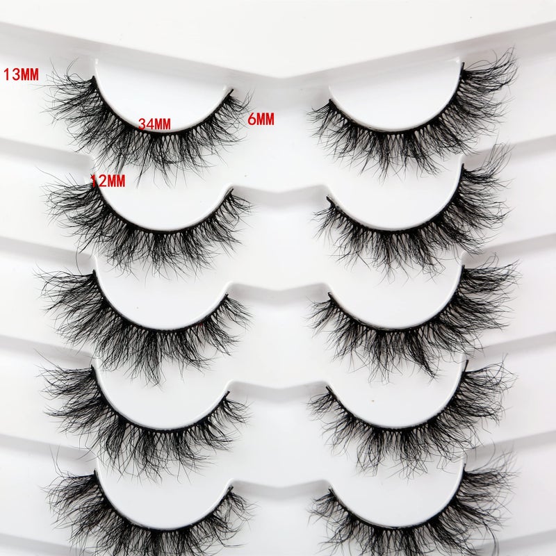Pooplunch False Eyelashes Cat Eye Look Lightweight Natural Wispy 8D Volume Faux Mink Lashes Short Curly Fake Eyelash Strips 7 Pairs Pack - Image 3