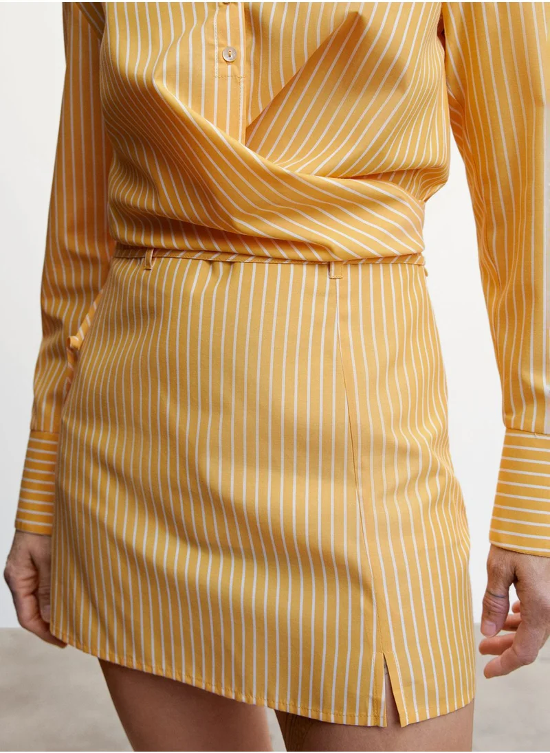 MANGO Striped High Waist Mini Skirt