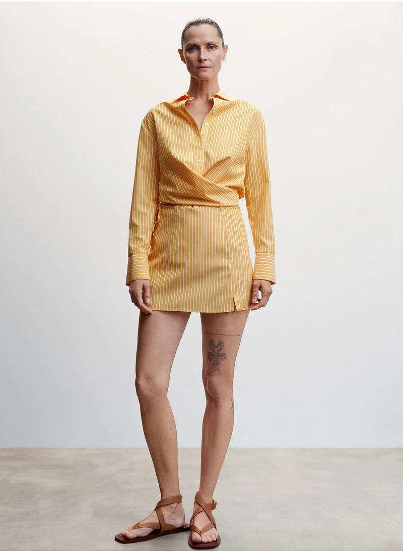 MANGO Striped High Waist Mini Skirt