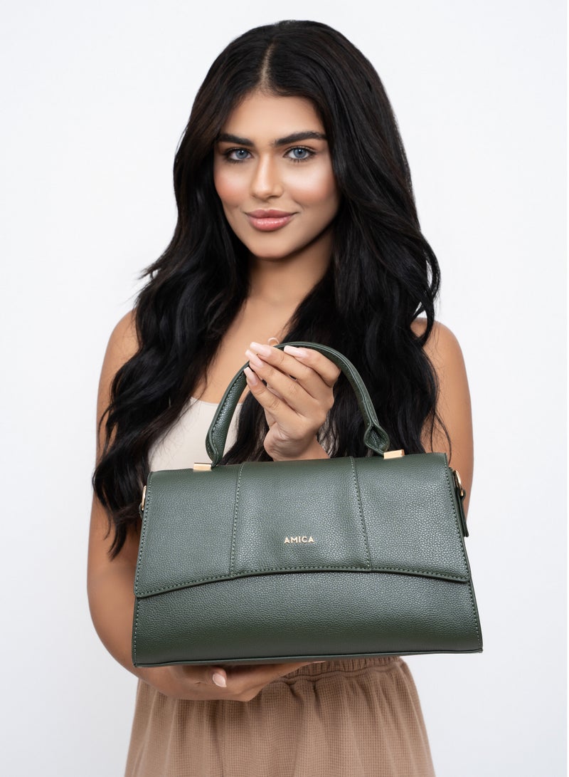 AMICA Solana Hourglass Top Handle Mini Bag for Women -Green - Image 4