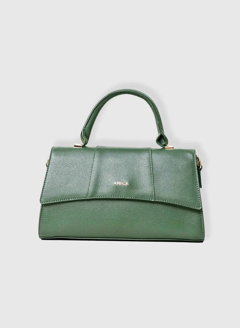 AMICA Solana Hourglass Top Handle Mini Bag for Women -Green