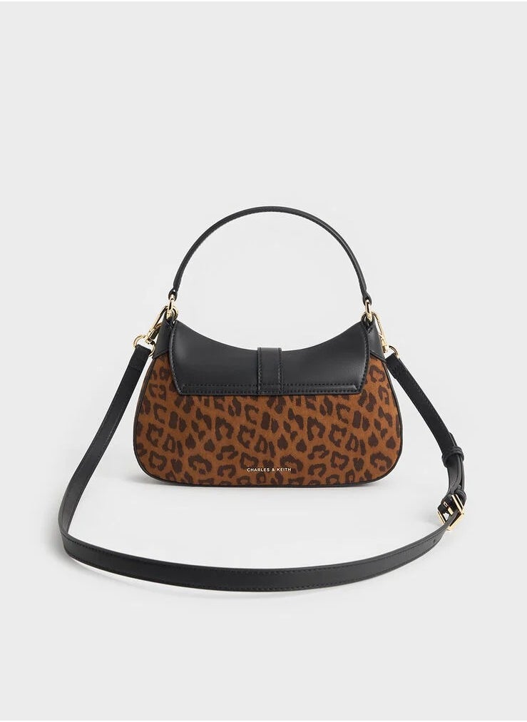 Charles & Keith CHARLES & KEITH Agatha Leopard-Print Chain-Accent Hobo Bag - Multi  - Image 5