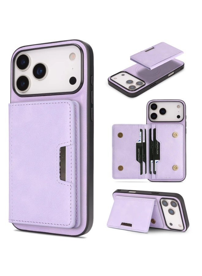 For Apple iPhone 17 Pro Max 2-in-1 Magnetic Detachable Foldable Card Kickstand Wireless Charging Phone Case Cover - Image 1