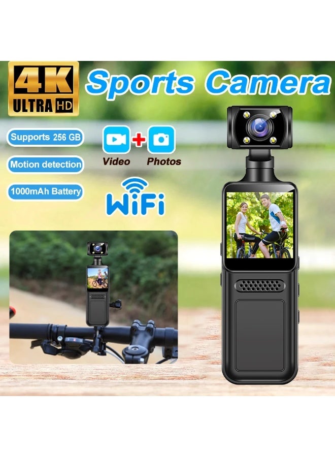 Sunsee 4K HD Action Camera, 180 Degree Rotating Lens Handheld Sports Camera with APP Control, 128GB Card Included, WiFi Vlogging Cameras for Outdoor Sports Travel - Image 2