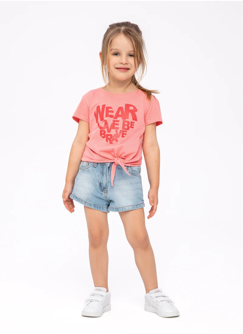 MINOTI Kids Girls Tie Front T-Shirt