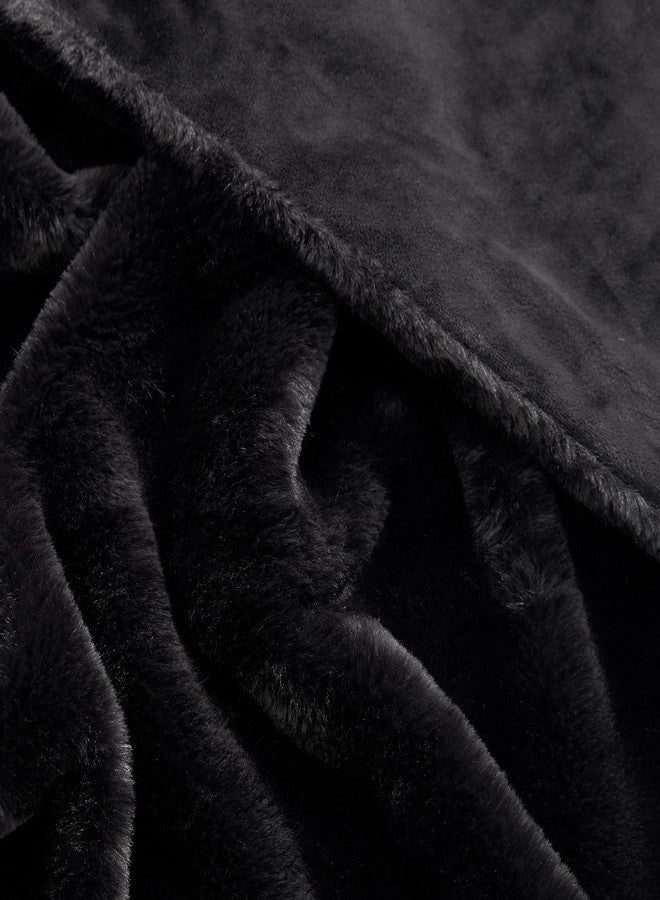 Brownmonkey Plush Sherpa Fleece Throw Blanket for Couch Sofa with Velvet Goli (Black Sherpa, 60x80) - Image 3