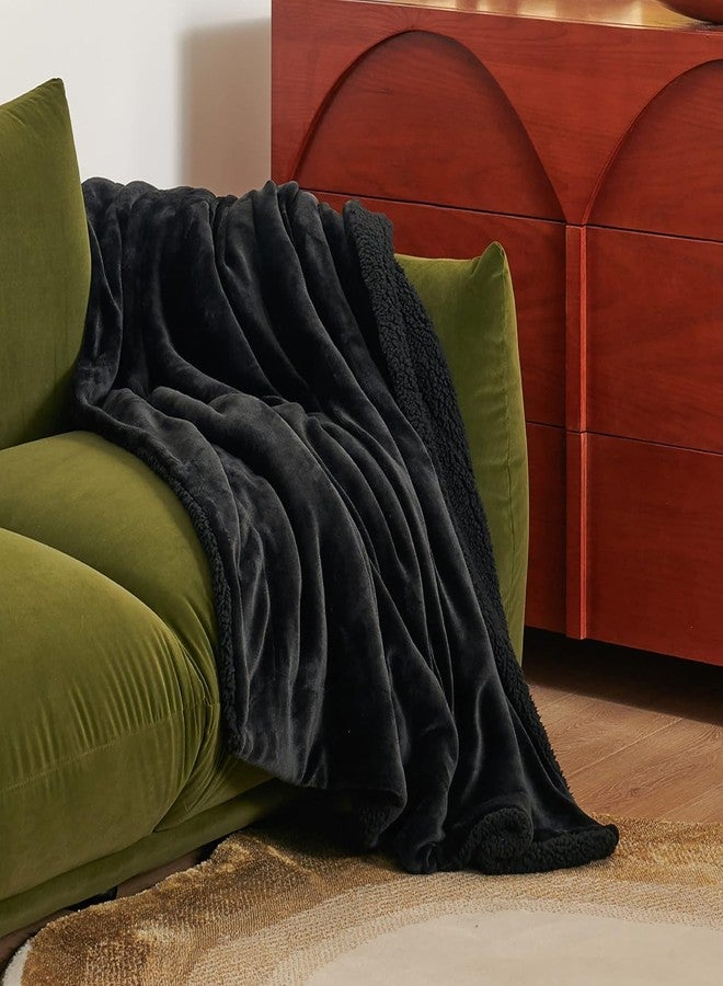 Brownmonkey Plush Sherpa Fleece Throw Blanket for Couch Sofa with Velvet Goli (Black Sherpa, 60x80) - Image 4