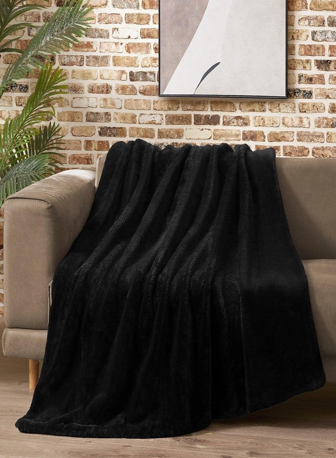 Brownmonkey Plush Sherpa Fleece Throw Blanket for Couch Sofa with Velvet Goli (Black Sherpa, 60x80) - Image 2