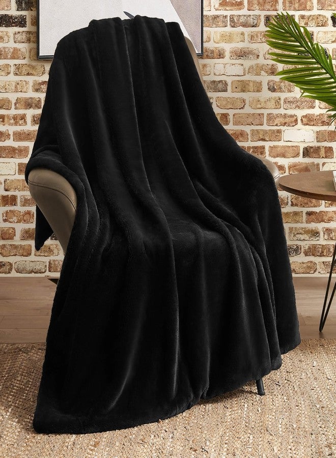 Brownmonkey Plush Sherpa Fleece Throw Blanket for Couch Sofa with Velvet Goli (Black Sherpa, 60x80) - Image 1