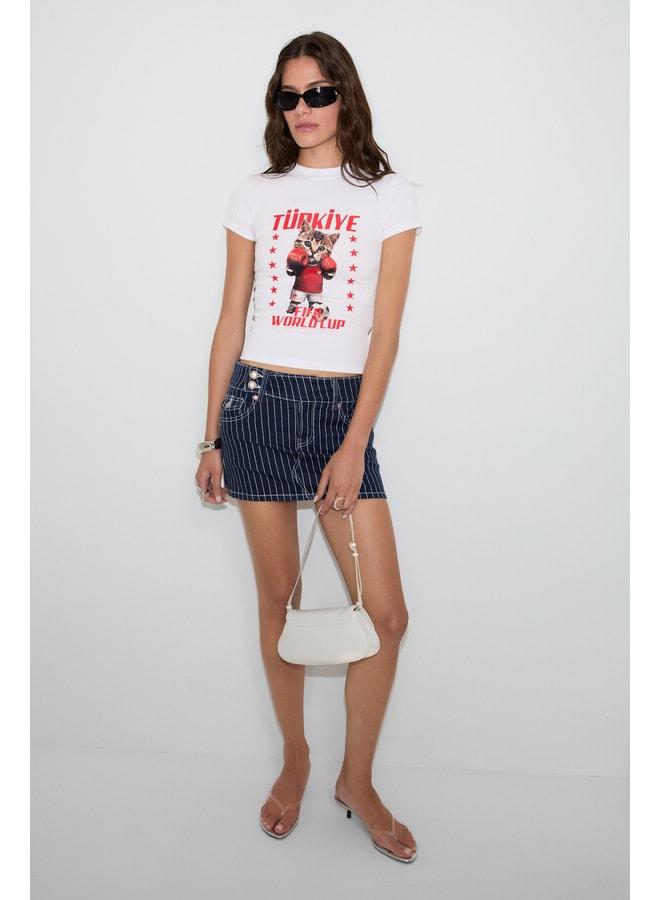 GRIMELANGE YULA Women's Soft and Stretch Fabric Organic Cotton World Cup Special Printed White T-Shirt. - Image 3