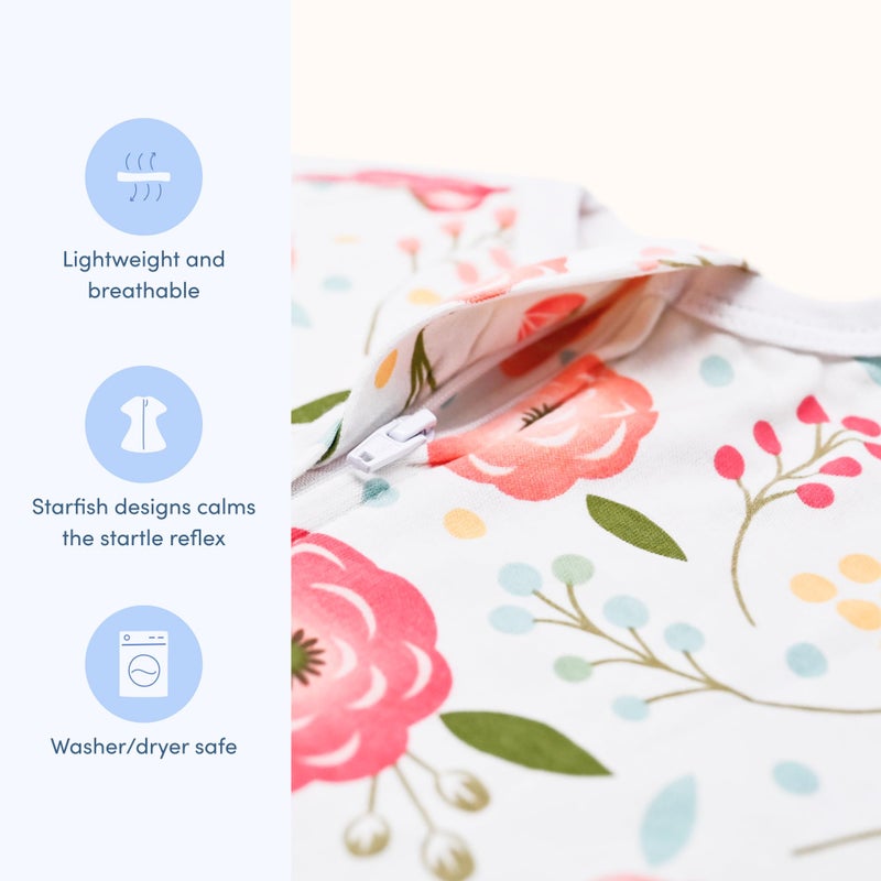 SleepingBaby Zipadee-Zip Transition Swaddle - Cozy Baby Swaddle Blanket with Zipper Convenience - Roomy Wearable Blanket for Easy Diaper Changes - Pretty Poppy, Small (4-8 Month) - Image 3