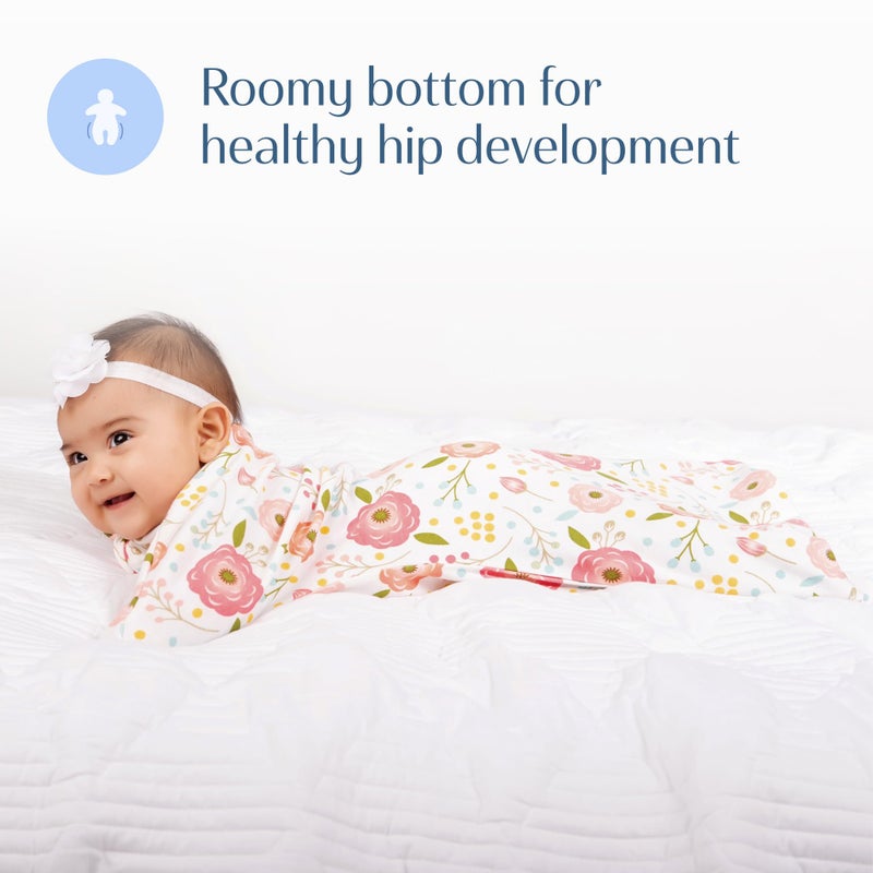 SleepingBaby Zipadee-Zip Transition Swaddle - Cozy Baby Swaddle Blanket with Zipper Convenience - Roomy Wearable Blanket for Easy Diaper Changes - Pretty Poppy, Small (4-8 Month) - Image 4