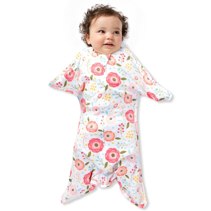 SleepingBaby Zipadee-Zip Transition Swaddle - Cozy Baby Swaddle Blanket with Zipper Convenience - Roomy Wearable Blanket for Easy Diaper Changes - Pretty Poppy, Small (4-8 Month) - Image 1