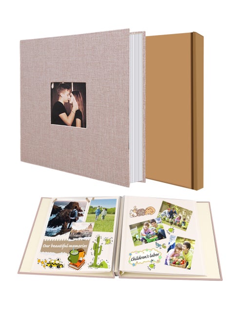 Photo Album Self Adhesive Pages Scrapbook Magnetic Photo Albums for 4x6 5x7 8x10 Pictures Sticky Pages Books for Baby Family Wedding 11x10.4 Beige 40 Pages