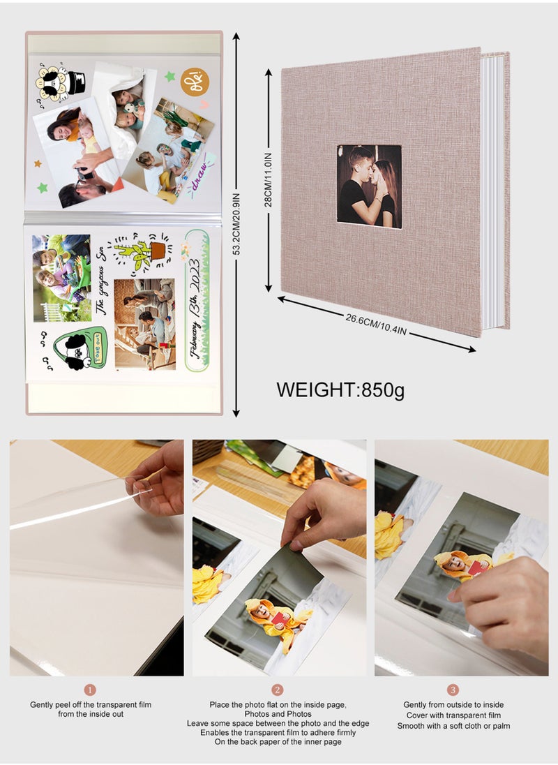 HomarKet - Photo Album Self Adhesive Pages Scrapbook Magnetic Photo Albums for 4x6 5x7 8x10 Pictures Sticky Pages Books for Baby Family Wedding 11x10.4 Beige 40 Pages - Image 1