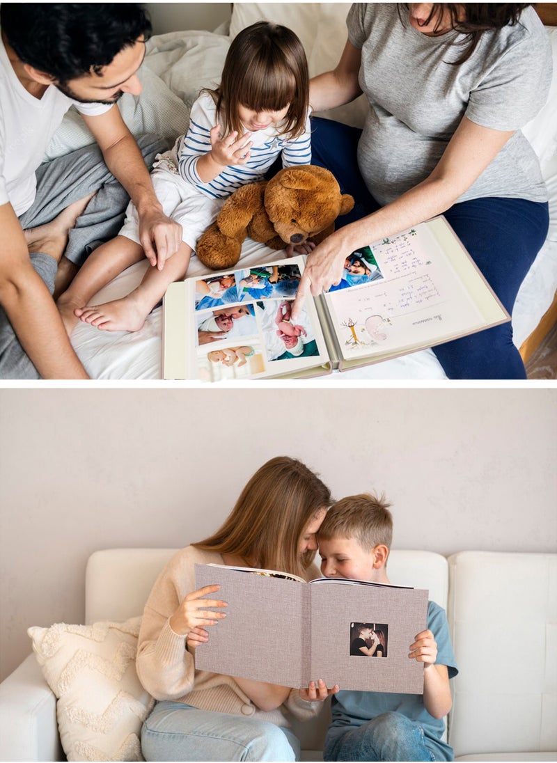 HomarKet - Photo Album Self Adhesive Pages Scrapbook Magnetic Photo Albums for 4x6 5x7 8x10 Pictures Sticky Pages Books for Baby Family Wedding 11x10.4 Beige 40 Pages - Image 1