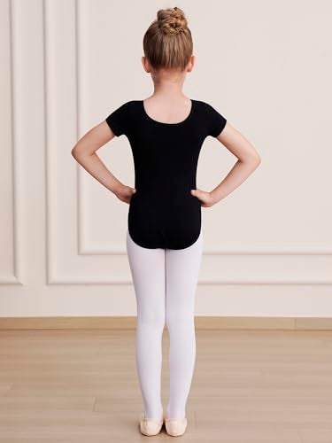 WEGETIT Gymnastics Leotards for Girls, Short Sleeves Gymnastics Ballet Leotard Toddler (Black, 8-10 Years) - Image 3