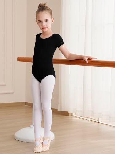 WEGETIT Gymnastics Leotards for Girls, Short Sleeves Gymnastics Ballet Leotard Toddler (Black, 8-10 Years) - Image 5