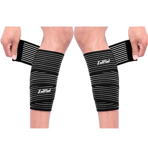 Luwint 2PACK Calf Compression Bandage, Elastic Leg Band Calves Wrap for Men Women - Stretch Pain Relief Support Strap for Sports Gym Weightlifting Working Out Running (Black / 60'' Length) - Image 1