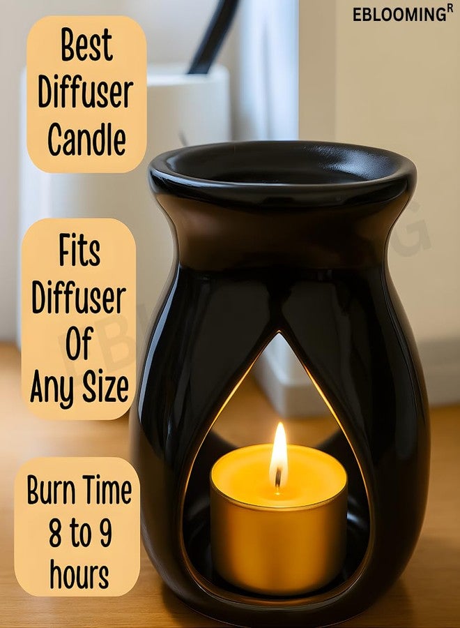 EBLOOMING Golden Jar Tealight Candles | Long Lasting 8-9 Hour Burn | Decorative Wax Candles in Premium Golden Jars | Perfect for Home, Pooja, Wedding & Festive Décor (Pack of 20, White) - Image 3