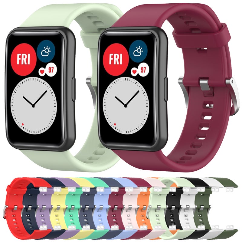 إيروريكس سوار ساعة هواوي واتش فيت الجديد المصنوع من السيليكون بلون واحد (أسود) - Image 3