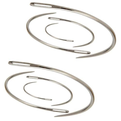 SaiDian 2 Sets 2'' / 2.5'' / 3 ''/ 3.5 '' Curved Leather Hand Sewing Needles C Type Needles for Carpet Leather Canvas Repairing Weaving Crafts - Image 1