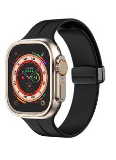 Watch For Apple Watch 49mm Ultra Series D-Shape Magnetic Clasp Silicone Replacement Sport Wristband Band-Black  - Image 2