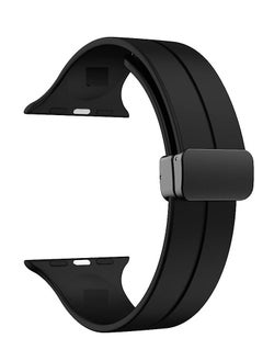 Watch For Apple Watch 49mm Ultra Series D-Shape Magnetic Clasp Silicone Replacement Sport Wristband Band-Black  - Image 1