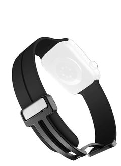 Watch For Apple Watch 49mm Ultra Series D-Shape Magnetic Clasp Silicone Replacement Sport Wristband Band-Black  - Image 3