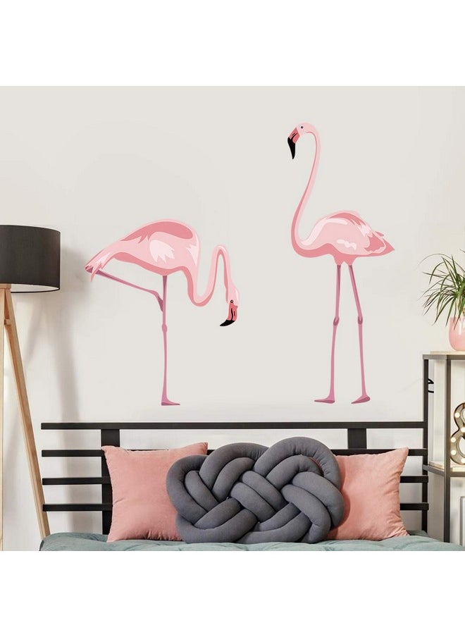 decalmile - Pink Flamingo Wall Stickers Peel And Stick Wall Decals For Bedroom Living Room Kids Room Wall Decor(H: 47) - Image 1