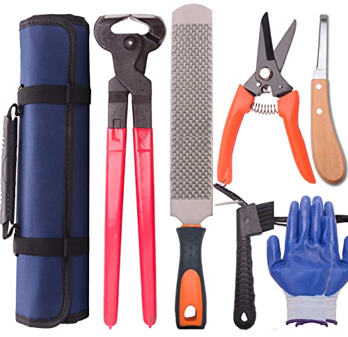 Long River Horse Farrier Hoof Tool Kit（7 Piece） with Carry Bag Horse Equine Metal Shears Farriers Hoof Nipper Cutter Handle Knife Stable Supplies Professional Hoof Trimming Tools - Image 1