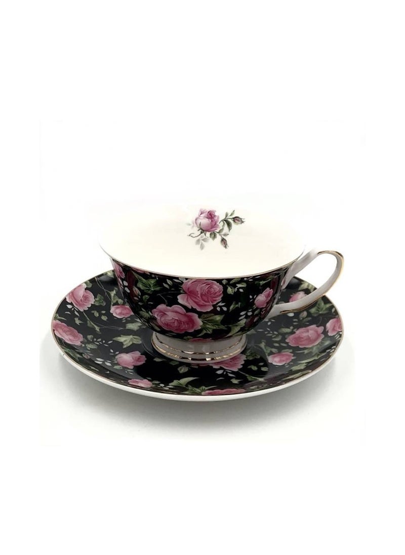 MARS Q A unique design cup and saucer set, decorated with flower print,  - Image 1