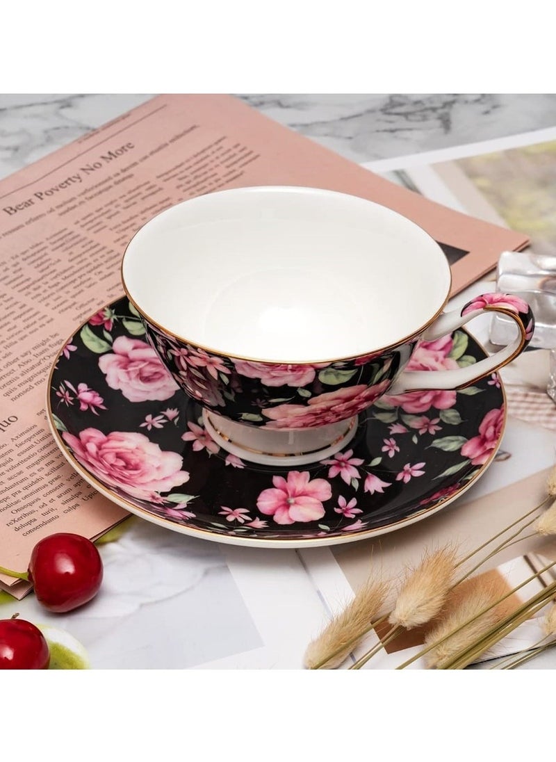 MARS Q A unique design cup and saucer set, decorated with flower print,  - Image 2