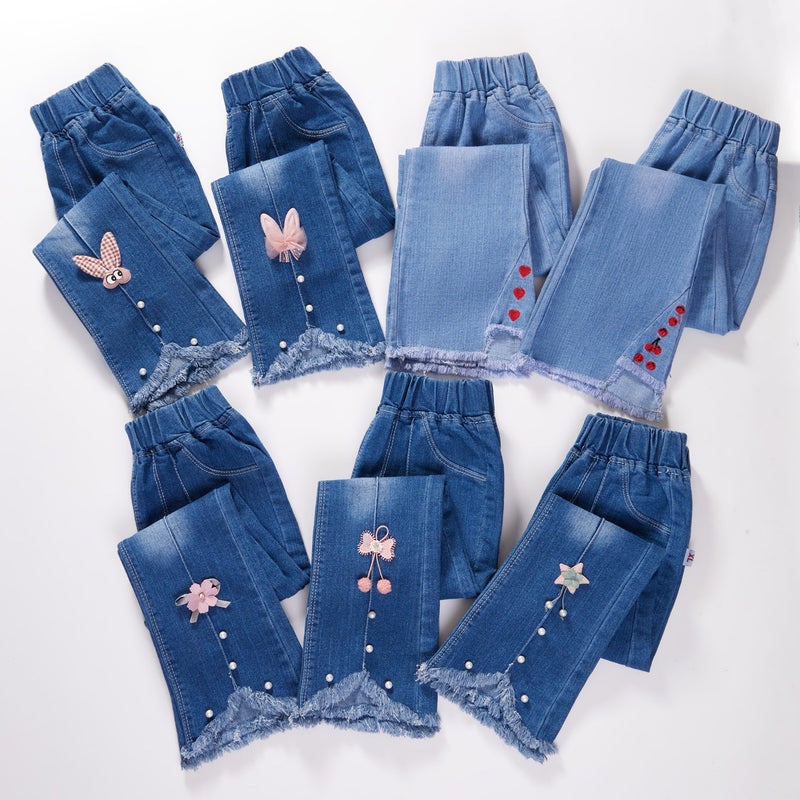 Children'S Clothing Girls' Jeans Spring & Fall Style Medium And Large Kidsren'S Korean Style Girls' Bell Bottoms Kidsren'S Pants Trendy - Image 5