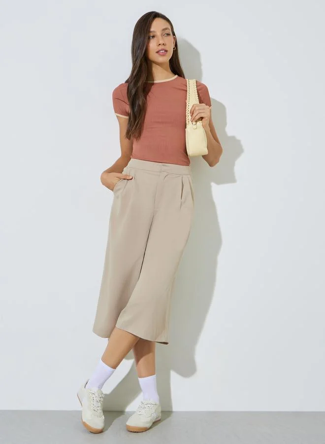 Styli Brown Fitted Knit Top