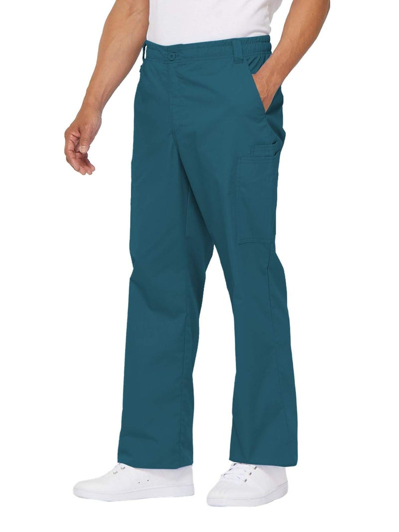 Dickies Mens Signature Elastic Waist Medical Scrubs Pants, Caribbean Blue, 3X-Large Big US - Image 4