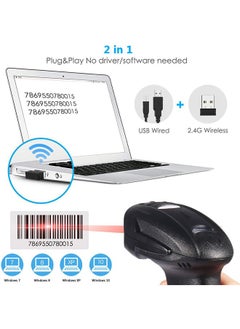 LENND Wireless Barcode Scanner 2-in-1 2.4GHz Wireless & USB 2.0 Wired USB Automatic Barcode Reader Handheld Bar Code Reader USB Rechargeable Bar Code Hand Scanner for Computer POS Laptop  - Image 3
