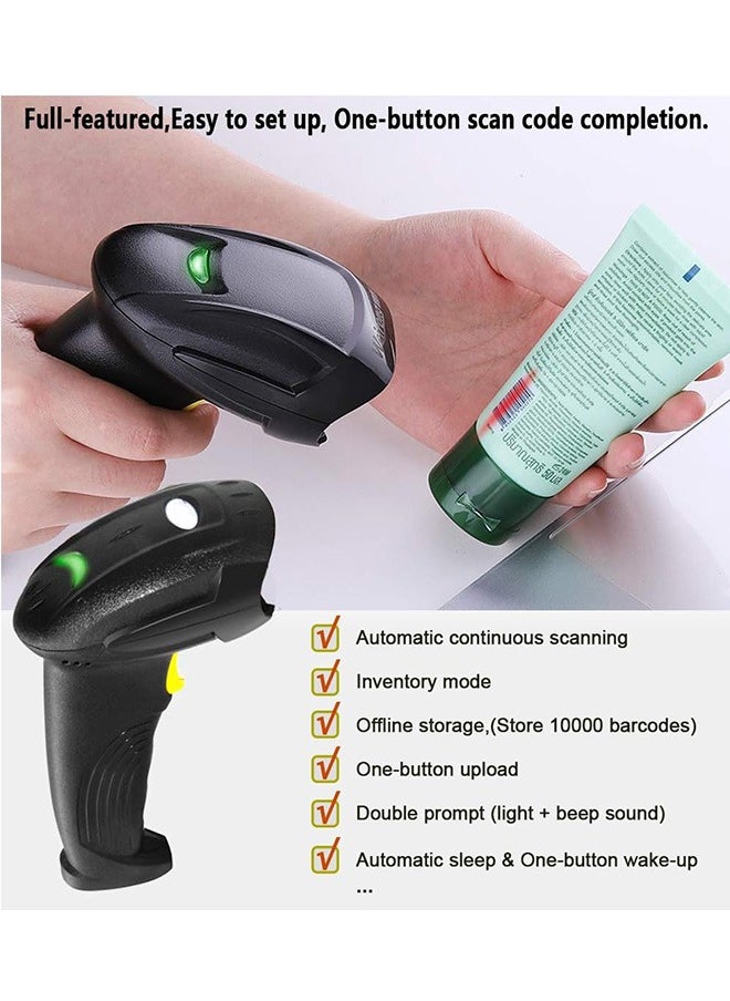 LENND - Wireless Barcode Scanner 2-in-1 2.4GHz Wireless & USB 2.0 Wired USB Automatic Barcode Reader Handheld Bar Code Reader USB Rechargeable Bar Code Hand Scanner for Computer POS Laptop - Image 1