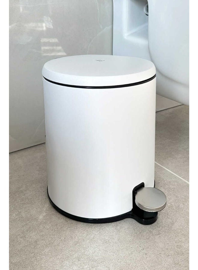 Primanova Cigo Stainless Steel Trash Can, Wastebin with Pedal & soft closing mechanism, For Bathroom Kitchen Office, 6 Liter (White)  - Image 2