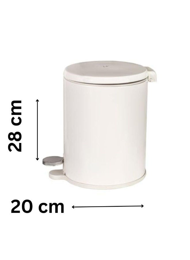 Primanova Cigo Stainless Steel Trash Can, Wastebin with Pedal & soft closing mechanism, For Bathroom Kitchen Office, 6 Liter (White)  - Image 3