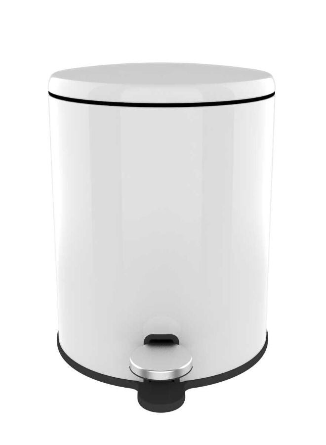 Primanova Cigo Stainless Steel Trash Can, Wastebin with Pedal & soft closing mechanism, For Bathroom Kitchen Office, 6 Liter (White)  - Image 1