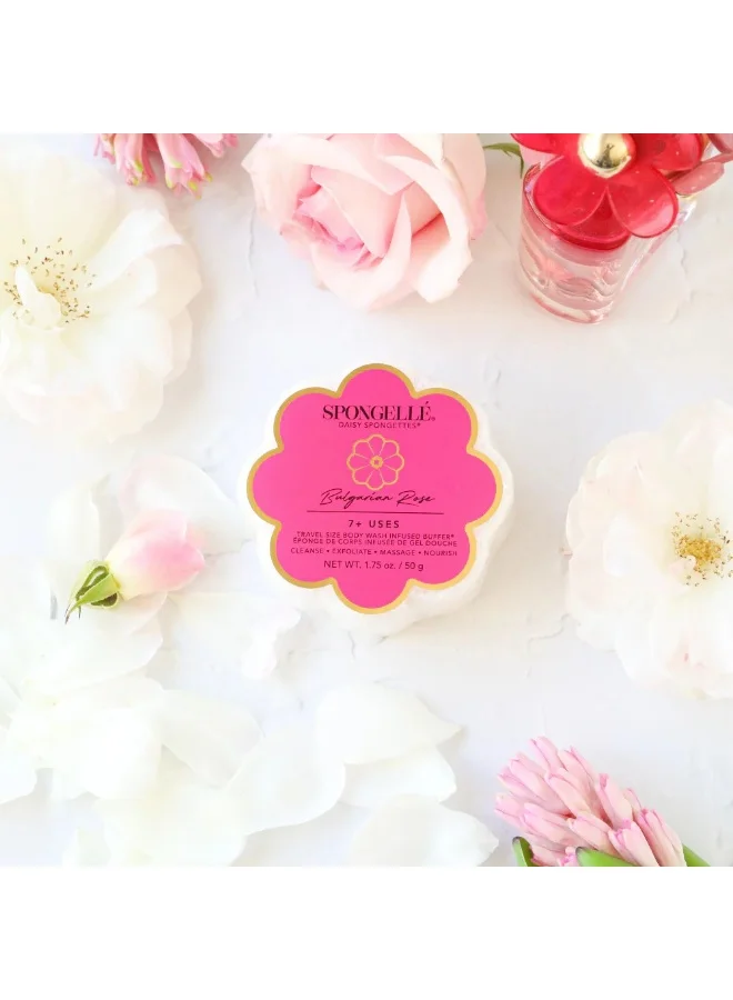 Spongelle  Daisy Collection Bulgarian Rose Body Wash Infused Spongette 50 g (7+ Uses) for Women | Best Price UAE