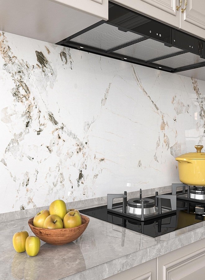 Decotalk Marble Contact Paper White Marble Contact Paper for Countertops 17.7"x120" Countertop Contact Paper Marble Countertop Vinyl Wrap Glossy Marble Contact Paper White Wallpaper for Kitchen - Image 4